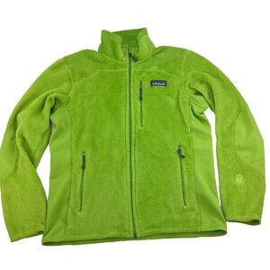 Patagonia R2 Fleece Jacket Bright Neon Green Full Zip Polartec Womens Medium
